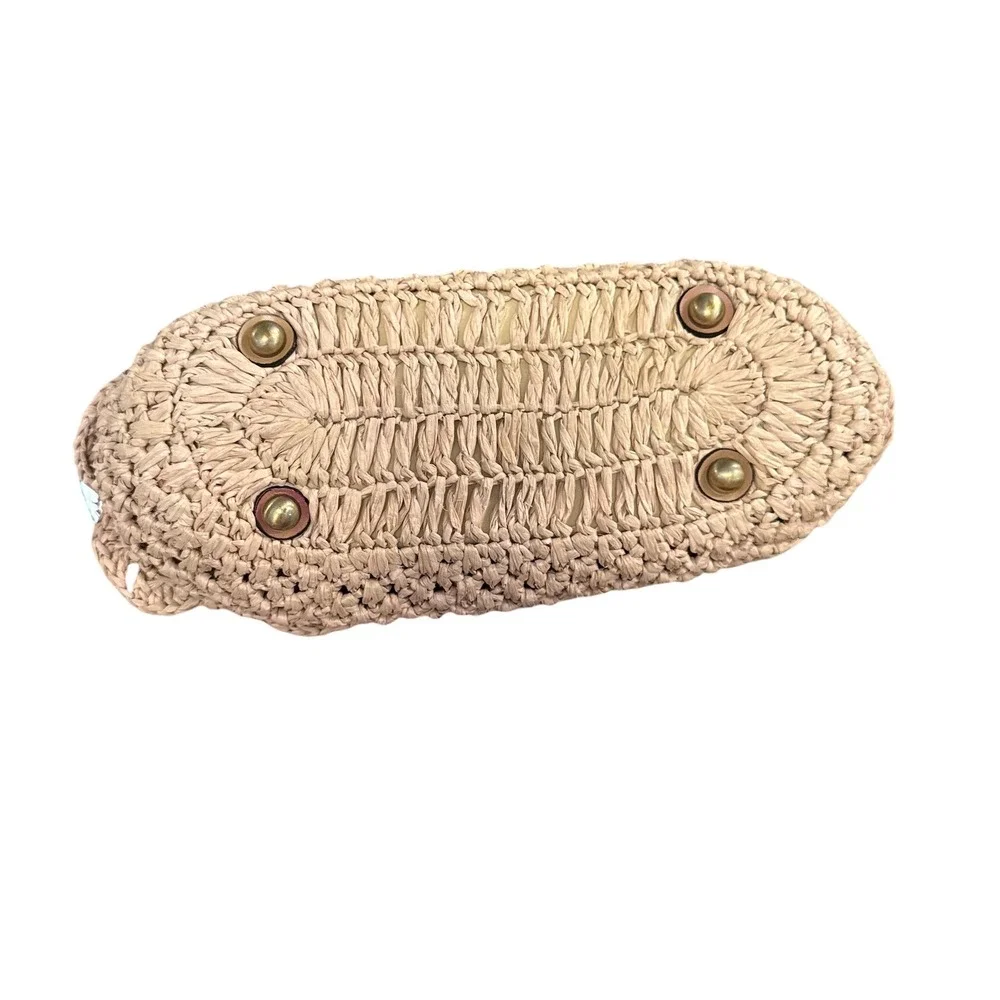 Patricia Nash Straw Frame Bag Women Tan‎ Crochet Tiered Kiss Lock Crossbody